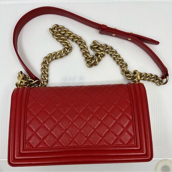 Chanel Red Medium Quilted Boy Bag LGHW - Picture 4 of 16